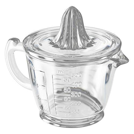 CuttleLab Glass Measuring 2-Cup with Lemon and Lime Juicer (2, Clear), Hand Juicer, Liquid Measuring Cups Manual Juicer, 2 Cup Measuring Cup, Ounce Measuring Cup, Citrus Reamer, Lemon Juicer Manual