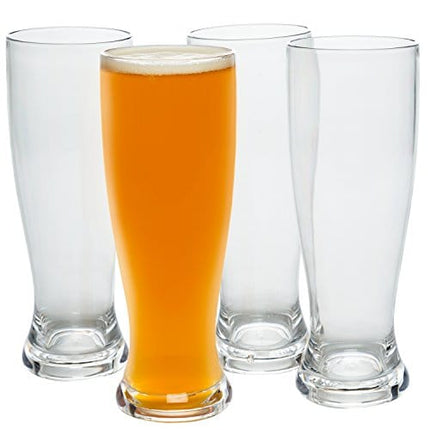Unbreakable Pilsner Beer Glasses (Set of 4, 24 oz ea) - Reusable Shatterproof Tritan IPA & Craft Beer Glasses - Perfect Indoor Outdoor Drinking Cups for Parties - Great Father's Day & Wedding Gift