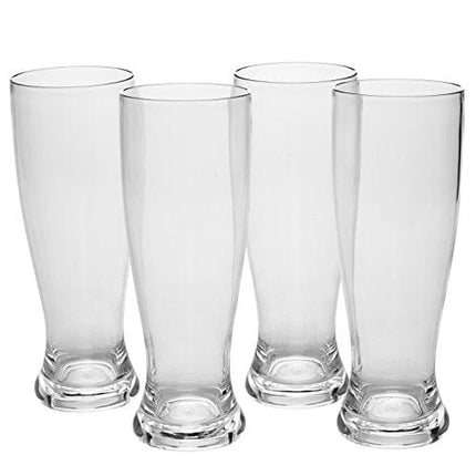 Unbreakable Pilsner Beer Glasses (Set of 4, 24 oz ea) - Reusable Shatterproof Tritan IPA & Craft Beer Glasses - Perfect Indoor Outdoor Drinking Cups for Parties - Great Father's Day & Wedding Gift