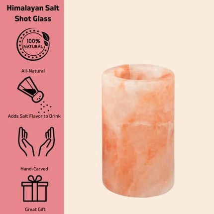 Himalayan Salt Shot Glasses, Set of Four 3" All-Natural Pink Salt Glasses - Hand-Carved Tequila Shot Glasses - Perfect Cinco de Mayo Party Cups & Mothers Day Gift - Add light salt flavor to any drink