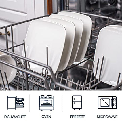 DELLING Appetizer Plates - 6.5 in Ceramic Small Plates for Dessert -Square Serving Plates - White Kitchen Dinnerware Dishes Set for Snacks, Appetizer, Side Dishes- Serving Platter Set of 6