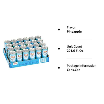 Dole« 100% Pineapple Juice - 8.4 Fl Oz (Pack of 24)