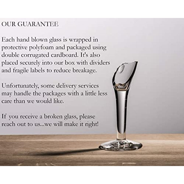 Mexican Hand Blown Glass – Set of 4 Hand Blown Margarita Glasses (16 oz) with Aqua Blue Rims