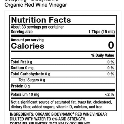 Dr. Mercola Solspring Biodynamic Organic Red Wine Vinegar, 2 Bottles (16.90 Fl. Oz.), non GMO, Gluten Free, Soy Free, Demeter Certified