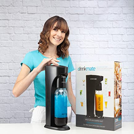 DrinkMate OmniFizz Sparkling Water and Soda Maker, Carbonates Any Drink Without Diluting It, CO2 Cylinder Not Included (Matte Black)