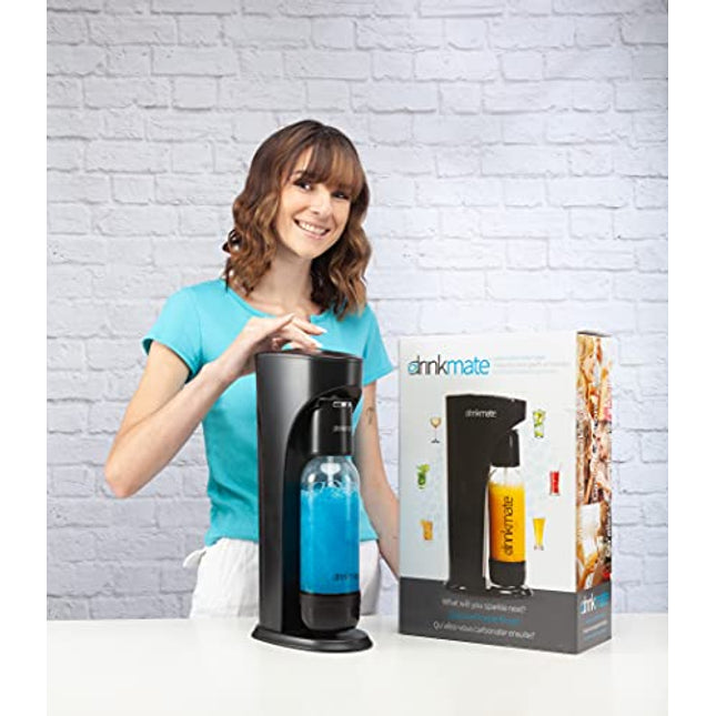 DrinkMate OmniFizz Sparkling Water and Soda Maker, Carbonates Any Drink Without Diluting It, CO2 Cylinder Not Included (Matte Black)