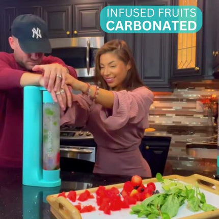 Fizzpod Sparkling Water Maker Soda Maker Infused Fruits Soda Streaming Machine for Carbonating with 1L Carbonating Bottle, Seltzer Fizzy Water Maker, Includes 3 x 1l Carbonating Bottle Compatible with 60L CO2 Carbonator