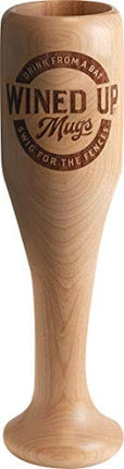 DUGOUT MUGS: Wined Up - Mini Baseball Bat Wine Glass - 6 oz. (3x3x10 inches) - Double Sealed, Solid Wood - For Hot and Cold Drinks - Proudly Made in the USA