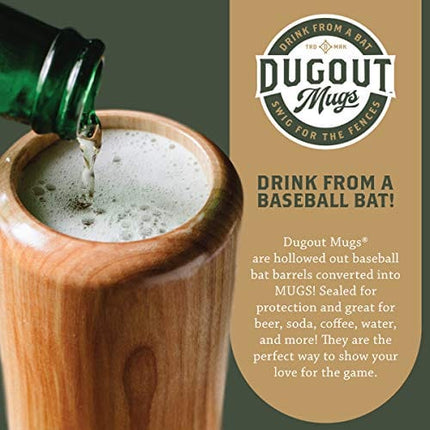 DUGOUT MUGS: Wined Up - Mini Baseball Bat Wine Glass - 6 oz. (3x3x10 inches) - Double Sealed, Solid Wood - For Hot and Cold Drinks - Proudly Made in the USA