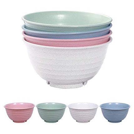 DUOLUV Unbreakable Cereal Bowls - Wheat Straw Fiber Lightweight Bowl Sets 4 - Dishwasher & Microwave Safe - for,Rice,Soup Bowls (30 OZ)