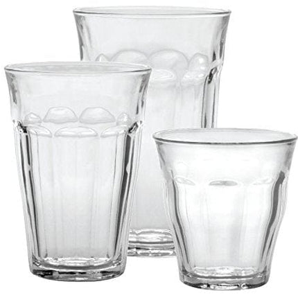 Duralex CC1/18 Made In France Picardie 18-Piece Clear Drinking Glasses & Tumbler Set: Set includes: (6) 8-3/4 oz, (6) 12 -5/8 oz, (6) 16-7/8 oz