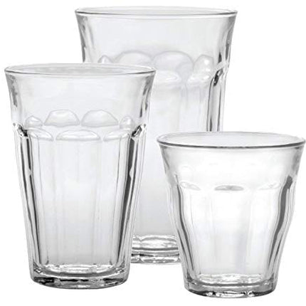 Duralex CC1/18 Made In France Picardie 18-Piece Clear Drinking Glasses & Tumbler Set: Set includes: (6) 8-3/4 oz, (6) 12 -5/8 oz, (6) 16-7/8 oz