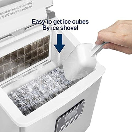 EUHOMY Countertop Ice Maker Machine, 40Lbs/24H Auto Self-Cleaning, 24 Pcs Ice/13 Mins, Portable Compact Ice Maker with Ice Scoop & Basket, Perfect for Home/Kitchen/Office/Bar(Silver)