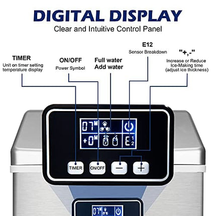 EUHOMY Countertop Ice Maker Machine, 40Lbs/24H Auto Self-Cleaning, 24 Pcs Ice/13 Mins, Portable Compact Ice Maker with Ice Scoop & Basket, Perfect for Home/Kitchen/Office/Bar(Silver)