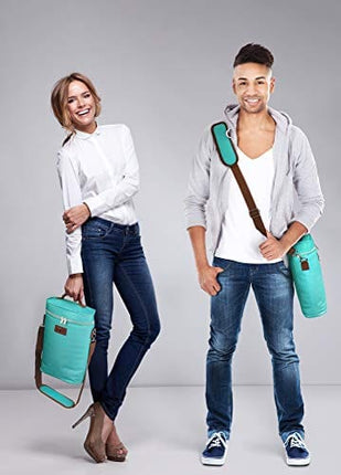 Enotek Wine Bag | Wine Carrier 2 Bottle | Insulated Wine Tote Bag | Wine Travel Bag | Wine Cooler Bag | Wine Totes and Carriers | Wine Bags for Travel | Leak Proof Wine Purse | Two Bottles - Turquoise