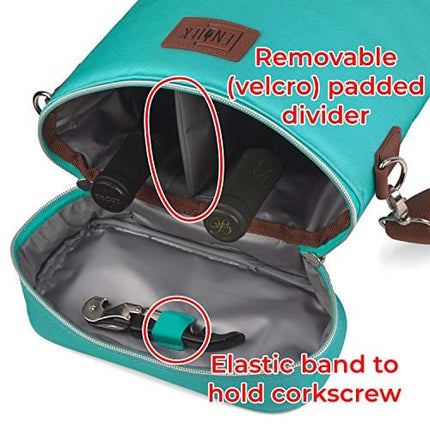 Enotek Wine Bag | Wine Carrier 2 Bottle | Insulated Wine Tote Bag | Wine Travel Bag | Wine Cooler Bag | Wine Totes and Carriers | Wine Bags for Travel | Leak Proof Wine Purse | Two Bottles - Turquoise
