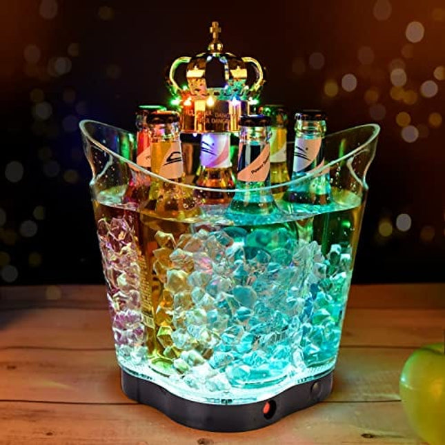 LED Ice Bucket - Portable Colorful Gradient Ice Bucket 6 Liter,Great for Home Bar, Chilling Beer, Champagne and Wine (Four Leaved Clover-1pcs)