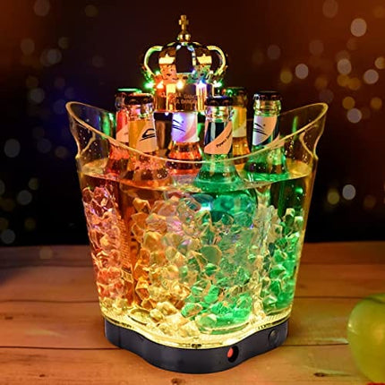 LED Ice Bucket - Portable Colorful Gradient Ice Bucket 6 Liter,Great for Home Bar, Chilling Beer, Champagne and Wine (Four Leaved Clover-1pcs)