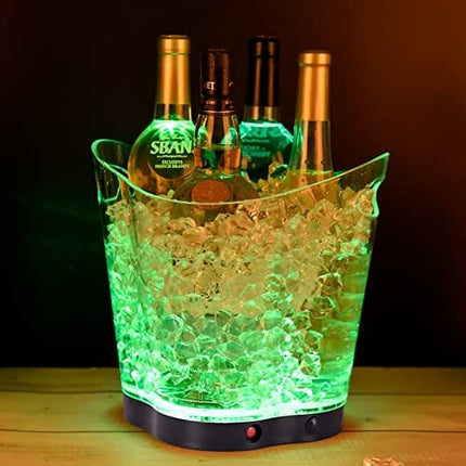 LED Ice Bucket - Portable Colorful Gradient Ice Bucket 6 Liter,Great for Home Bar, Chilling Beer, Champagne and Wine (Four Leaved Clover-1pcs)