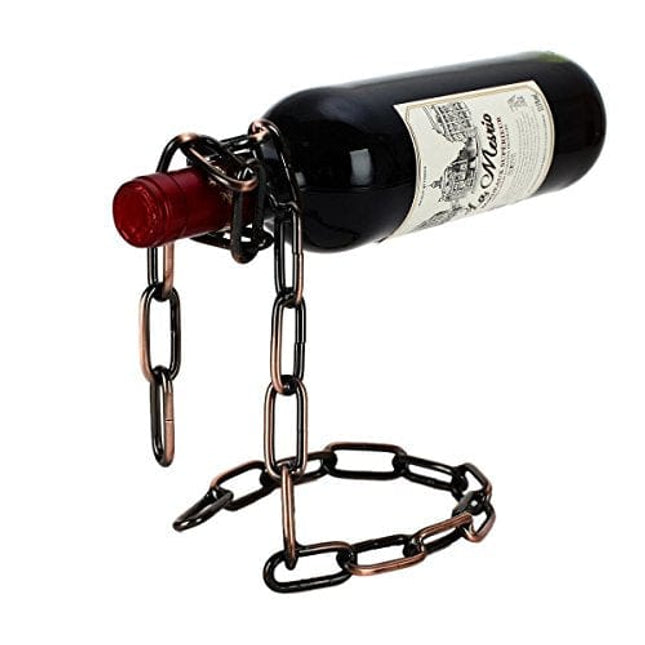 Fantasee Suspending Chain Wine Holder, Stainless Steel Magic Wine Rack Wine Bottle Holder Novelty Gift for Kitchen Home Decoration (Bronze)