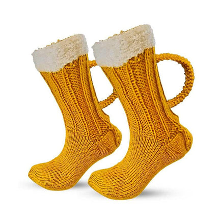 Fat Uncle Beer Mug Socks | Funny Knitted Beer Socks with Handcrafted Handle | Novelty Gift