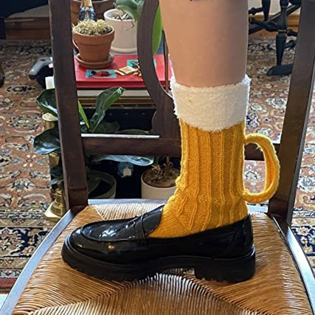 Fat Uncle Beer Mug Socks | Funny Knitted Beer Socks with Handcrafted Handle | Novelty Gift