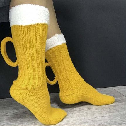 Fat Uncle Beer Mug Socks | Funny Knitted Beer Socks with Handcrafted Handle | Novelty Gift