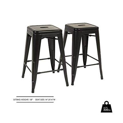 FDW Metal Bar Stools Set of 4 Counter Height Barstool Stackable Barstools 24 Inch Indoor Outdoor Patio Bar Stool Home Kitchen Dining Stool Backless Bar Chair