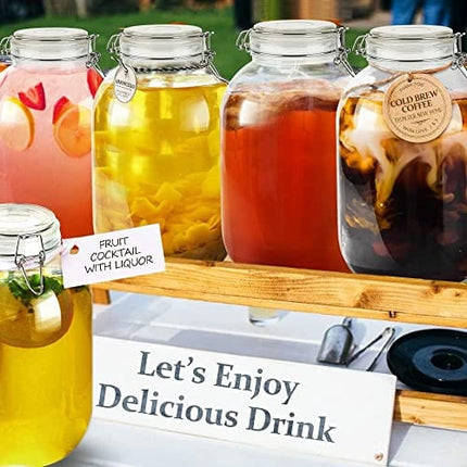 Folinstall 1 Gallon Glass Jar with Lid, Big Pickle Jar with Airtight Lid, Large Mason Jar for Pickled Eggs, Clear Glass Storage Jar for Kombucha, Limoncello, Sun tea (Extra 1 Gasket)