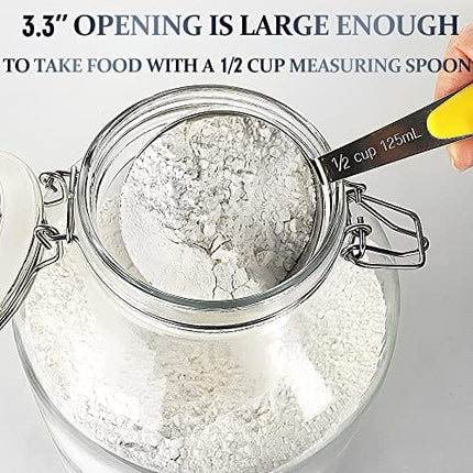 Folinstall 1 Gallon Glass Jar with Lid, Big Pickle Jar with Airtight Lid, Large Mason Jar for Pickled Eggs, Clear Glass Storage Jar for Kombucha, Limoncello, Sun tea (Extra 1 Gasket)