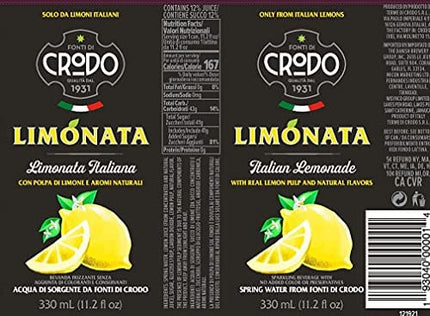 Fonti Di Crodo Limonata, Italian Sparkling Lemonade, 11.2 Oz. Cans (Pack of 24)