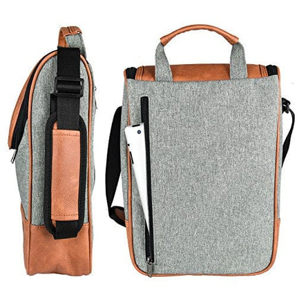 Freshore® Wine Leather Tote Cooler Insulated Bag - Luxury 2 Bottle Carrier Design For Lunch/Travel - Idea Gift For Women/Man (Reserve Place For Corkscrew Opener, Light Brown)