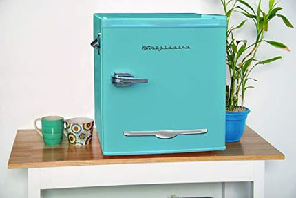 Frigidaire EFR176-BLUE 1.6 cu ft Blue Retro Fridge with Side Bottle Opener. for The Office, Dorm Room or Cabin