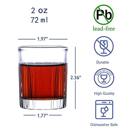 Shot Glasses set of 6,Funnlyboxx Ronnd 2oz Heavy Base Shot Glass,Cute Shot Glasses/Crystal Shot Glasses/Tequila Glasses (Clear)