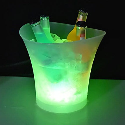 LED Ice Bucket 5L High Capacity Automatic 6 Colors Changing Champagne Wine Drinks Beer Ice Cooler Curve Design, Battery Powered,IP65 Water Resistance for Bar Club Theme Restaurant Pub Beer Juice