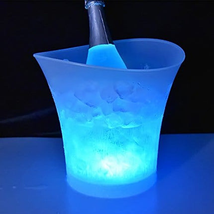 LED Ice Bucket 5L High Capacity Automatic 6 Colors Changing Champagne Wine Drinks Beer Ice Cooler Curve Design, Battery Powered,IP65 Water Resistance for Bar Club Theme Restaurant Pub Beer Juice