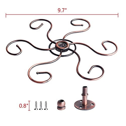 GeLive 360° Rotatable Wine Glass Holder Under Cabinet Stemware Rack Glass Hanger Drying Rack Storage Organizer With 6 Hooks for Home and Bar (Antique Bronze)