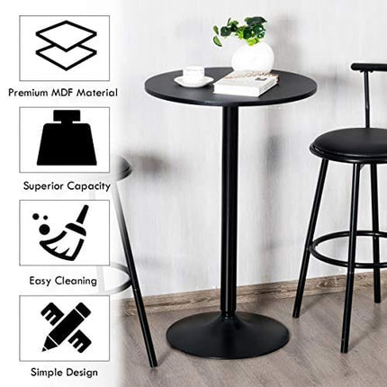 Giantex Pub Bar Table 24-Inch Round Top 40-Inch Height Modern Style Standing Circular Cocktail Table Suitable for Living Room,Restaurant Bistro Table (1)