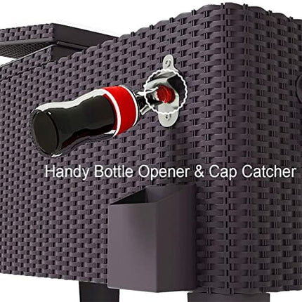 Giantex 80 Quart Rattan Rolling Cooler Cart Outdoor Patio Portable Party Drink Beverage Bar Cold Beach Chest Cart on Wheels, Brown Wicker, 32.7''(L) X18.9''(W) X43.3''(H)