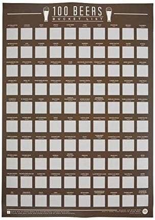 100 Beers Bucket List Scratch Poster