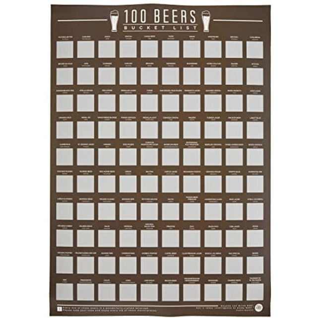 100 Beers Bucket List Scratch Poster