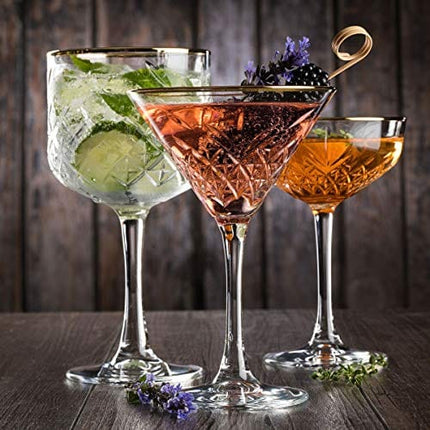 Ginsanity Timeless Roaring 20's Gold Rimmed Vintage Coup/Champagne/Cocktail Glass - 270ml