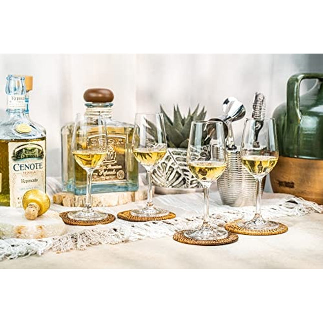 Tequila Tasting and Sipping Glasses | Tequila Tasting Collection | Set of 4 | 5.5 oz Crystal Snifter Copitas for Drinking Blanco, Reposado, Anejo Tequilas | Liquor and Spirits Glassware Sippers