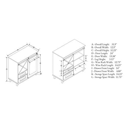glitzhome Rustic Wine Cabinet with Storage 2-Sections Wood Bar Cabinet with Wine Storage Home Bar Liquor Alcohol Cabinet with Drawers Wine Display Sideboard for Kitchen Dining Room, 31.5”L
