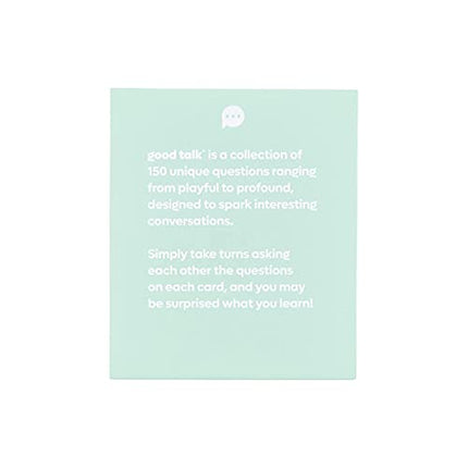 Good Talk: 150 Conversation Cards | Better Relationships with Friends and Family | Game Nights, Dinner Table Conversation Starters, Car Game for Road Trips and More | Friends Edition | Mint Green