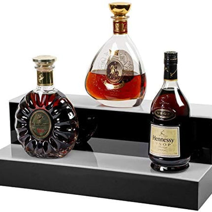 Goodyo Liquor Bottle Display Shelf LED Lighted Bar Shelf 2 Step 16" Length,Multiple Colors