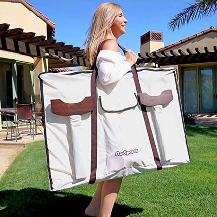 GoSports 3 Foot Width Giant Dark Wood Stain 4 in a Row Backyard Game With Connect Coins, Portable Case and Rules