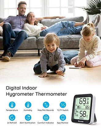 Govee Hygrometer Thermometer H5075, Bluetooth Indoor Room Temperature Monitor Greenhouse Thermometer with Remote App Control, Notification Alerts, 2 Years Data Storage Export