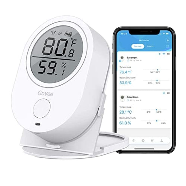 Govee WiFi Thermometer Hygrometer H5051, Bluetooth Indoor Temperature Humidity Monitor with App Notification Alert, Smart Humidity Sensor for Greenhouse Wine Cellar, 2 Years Free Data Storage Export
