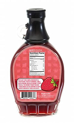 Green Jay Gourmet Strawberry Syrup - 3 Ingredient Premium Breakfast Syrup with Fresh Strawberries, Cane Sugar & Lemon Juice - All-Natural, Non-GMO Pancake Syrup, Waffle Syrup & Dessert Syrup - 8 Ounce